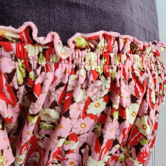 Aakaa Anthropologie Dress Womens Red Pink Floral Fit Flare Short Flutter Sz S - Picture 8 of 15
